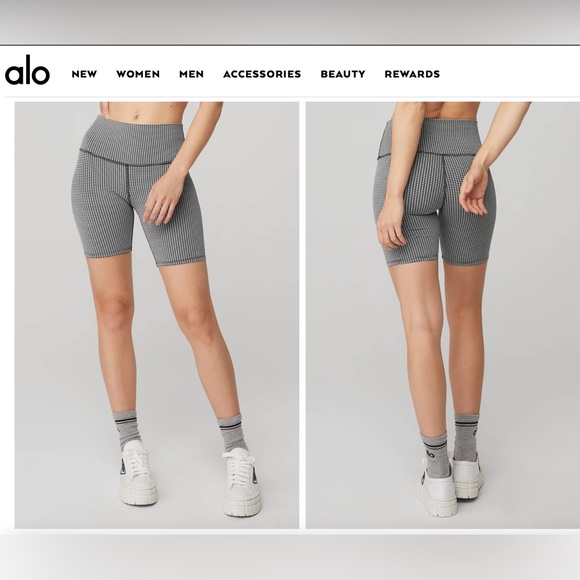 NWT Alo Yoga 7” High Waist Micro Houdstooth Biker Short - Picture 2 of 2